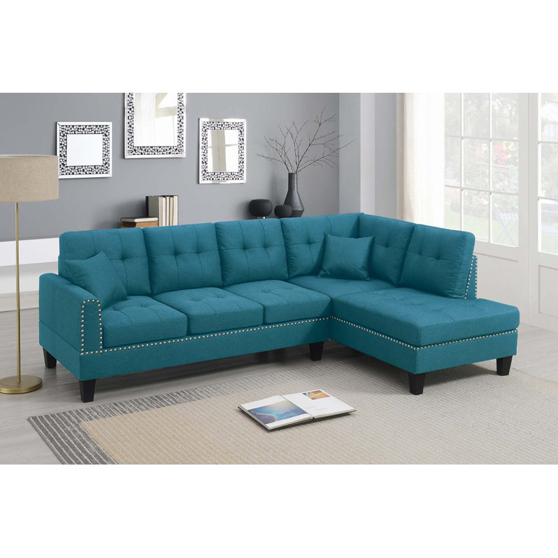 2pc Sectional Set, Blue Linen
