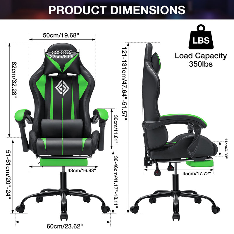 Fauteuil inclinable ergonomique Hoffree, Vert / noir