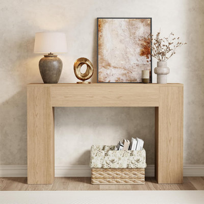 Petite console 43 po en chêne clair pour l'entrée du vestibule | Table de ferme en bois, petite console, pour le salon derrière le canapé, facile à assembler