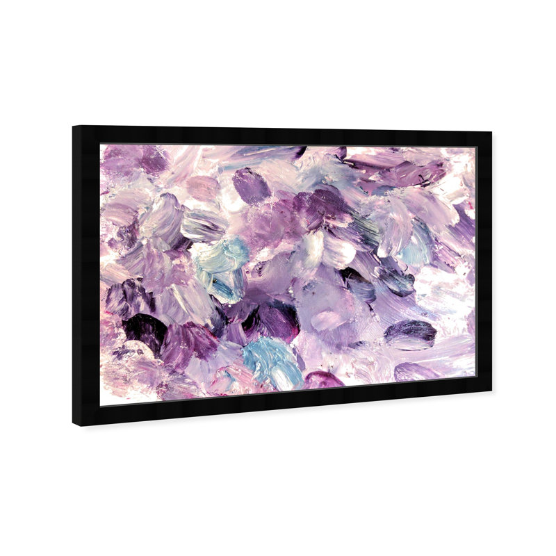 Mauve abstrait - peinture, Cadre noir, H 22 po x l 32 po