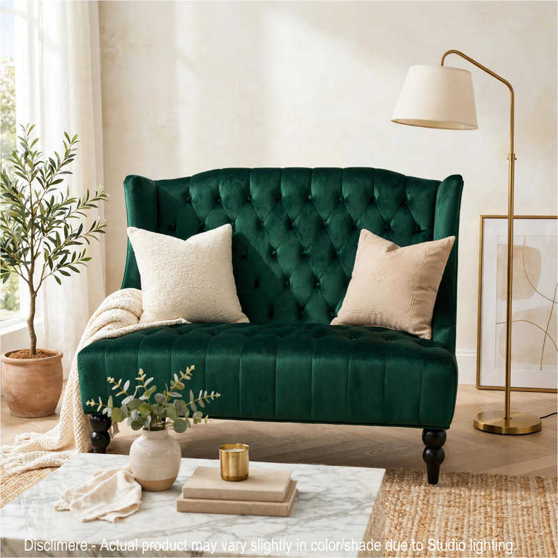Carolina Upholstered 50.25 " Loveseat, Emerald Velvet