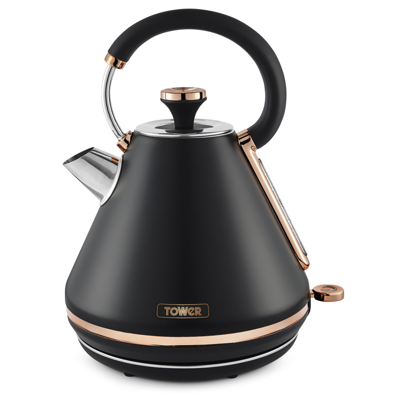 Tower Cavaletto 1.7L Electric Tea Kettle, Black/Rose Gold