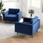 Méridienne en velours bleu Mid-Century à dossier coussiné (ensemble de 2)