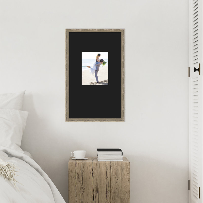 Cadre photo Mila, 16 x 26 avec passe-partout 8 x 10, Mila Dark Silver Smooth Black