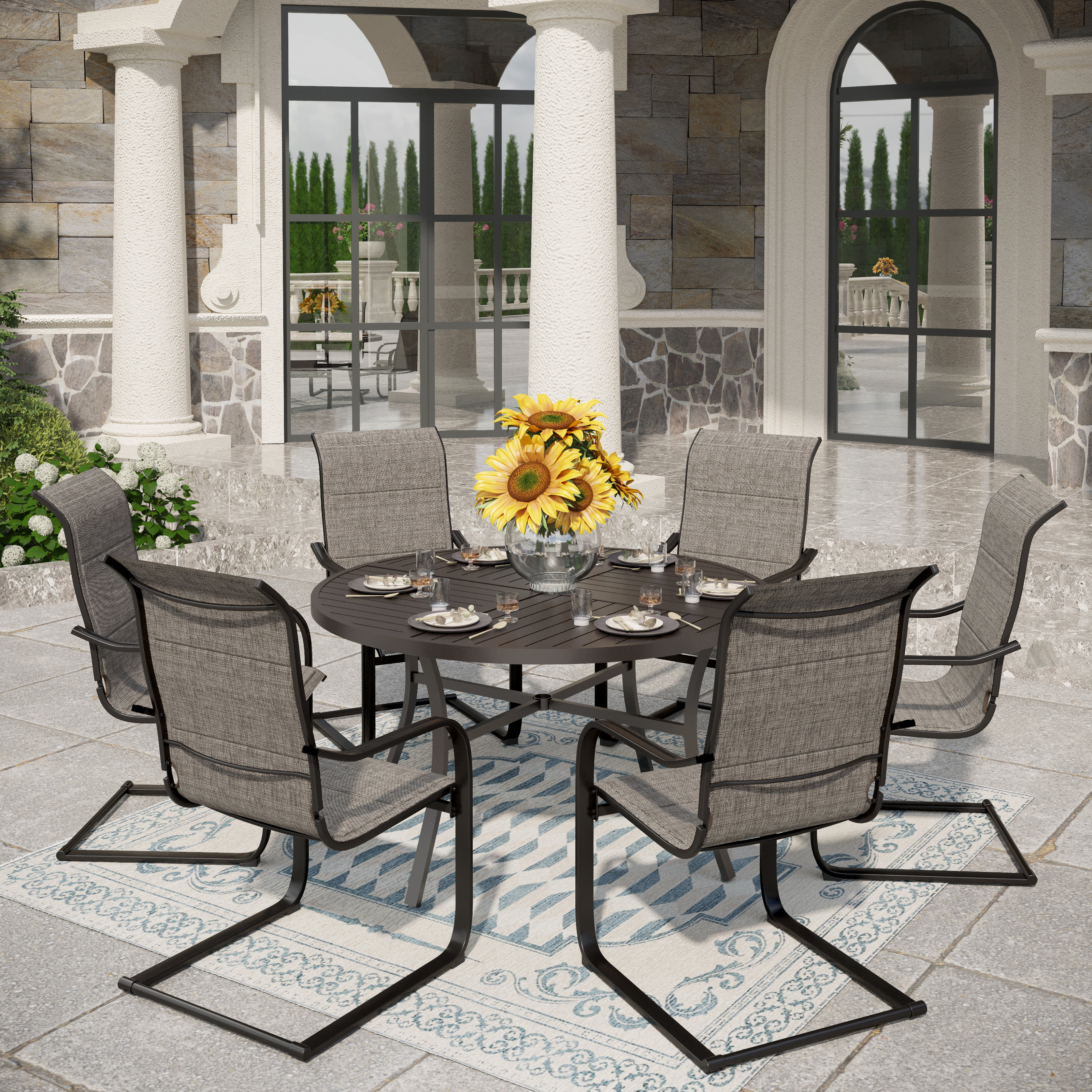 Hexagon Patio Table Wildon Home® Sutiya Person Metal Patio Dining