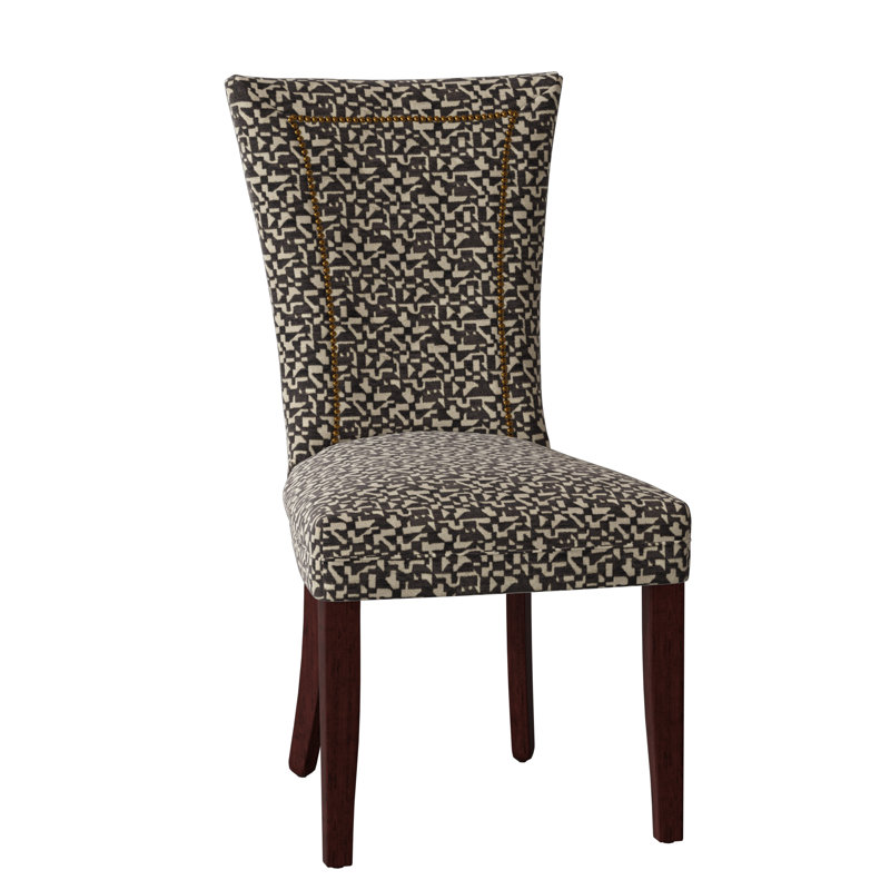 20.25'' H Upholstered Side Chair, Black Satin, Brass, 4023-082
