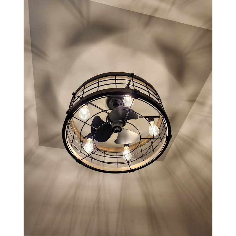 Hinkley Bryce LED Fandelier, Matte Black/Brown, 27" H x 15.98" L x 5.2" W, Matte Black
