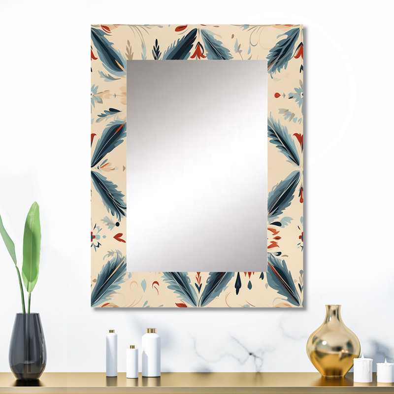 Motif bohème de style nomade d'Alphea - miroir géométrique unique, grand miroir mural moderne, impression d'art en métal