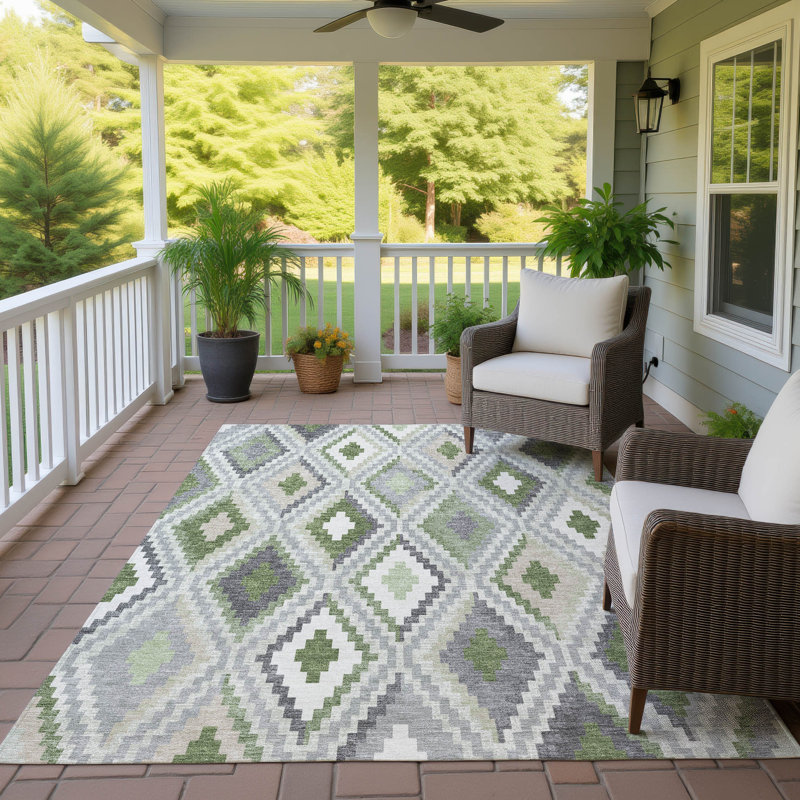 Machine Washable Indoor/Outdoor Aten ACN2331 Diamond Rug, Rectangle 5' x 7'6"