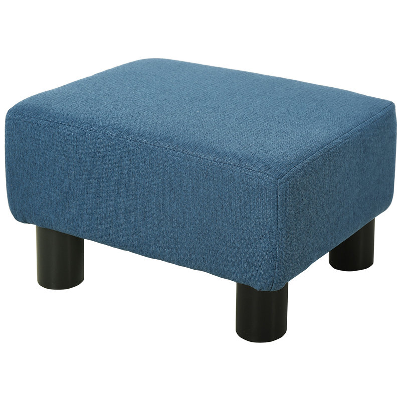 40cm Wide Tufted Solid Colour Footstool Ottoman, Blue
