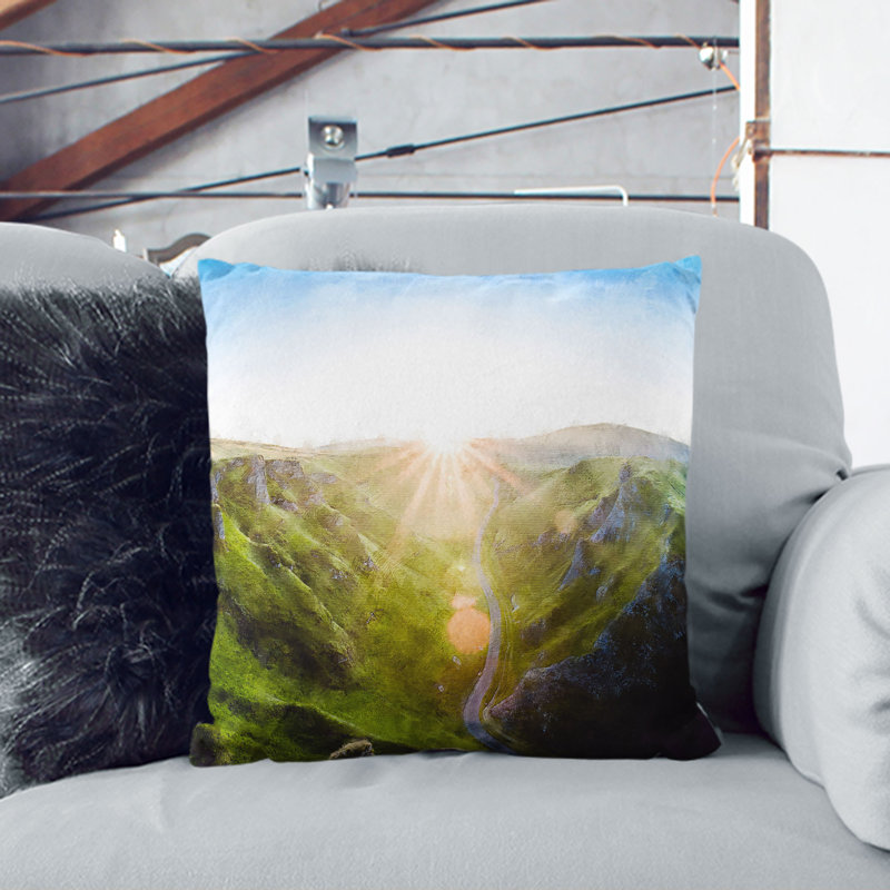 Winnats Pass Hope Valley Painting Cushion with Filling, 40cm H x 40cm W x 15cm D
