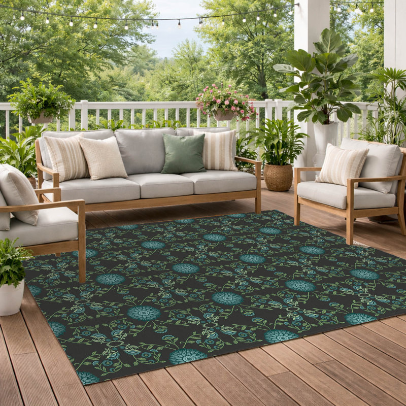 Aria Soft Step Outdoor Area Rug, Charcoal, Rectangle 6' x 4'