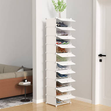 7-tier Plastic Foldable Vertical Shoe Rack, Durable Large Shoe