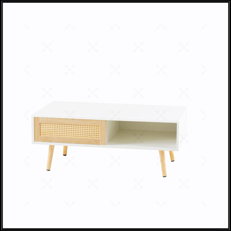 Table basse en rotin 41,34 po, Blanc
