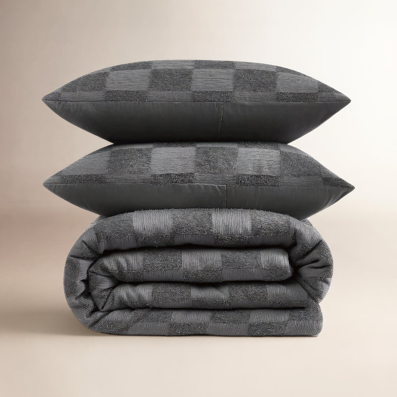 Lora Comforter Set, Queen Comforter + 2 Standard Shams, Gray