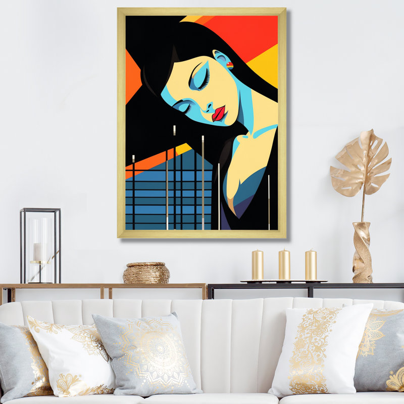 Pop Art Nightlifa Diva - impression, H 44 po x l 34 po x P 1,5 po, Encadrement doré
