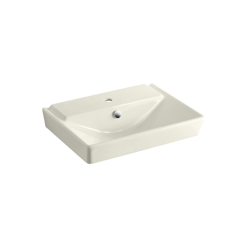 Rêve Ceramic 23.625" Bathroom Sink with Overflow, Biscuit