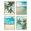 «Topical Teal Sky Palm Tree Beach Ocean Seaside», reproduction encadrée de 4 pièces-90605102-90605097