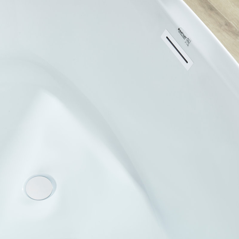 71" x 33" Freestanding Soaking Acrylic Bathtub, Pure White
