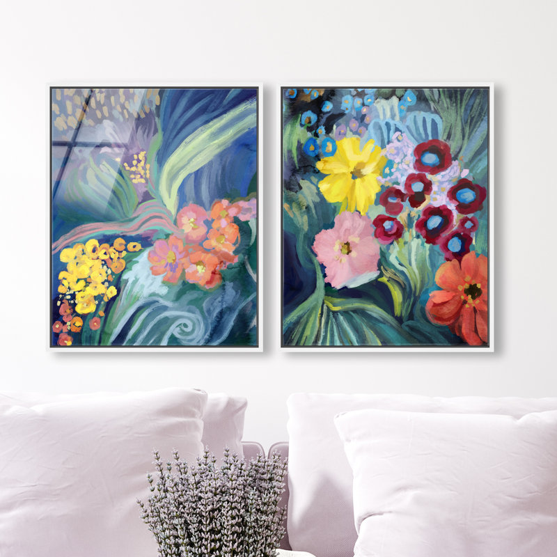 Spring Motion Set Set by Oliver Gal, 50"H x 42"W, White Floater Frame