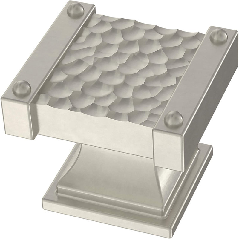 (5 Pack) 1-3/16 inch Hammered Knob, Satin Nickel