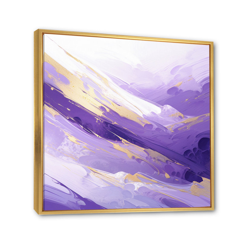 «Mauve et or», Abstractions dynamiques I, reproduction d'art sur toile, 16" H x 16" W, Cadre flottant doré