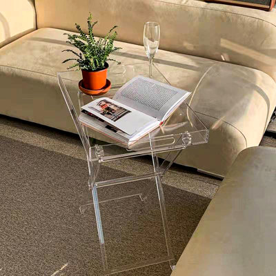 Clear Furniture Acrylic Folding Tray Table, Acrylic Side Table, Transparent Acrylic End Table