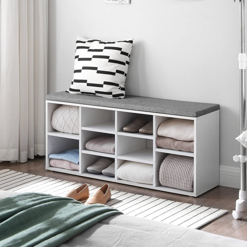 Polypropylene / Olefin Upholstered Storage Bench, White