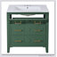Ensemble de meuble-lavabo 30 po avec lavabo en céramique, meuble-lavabo simple autoportant avec 3 tiroirs, armoire de rangement en bois massif, vert