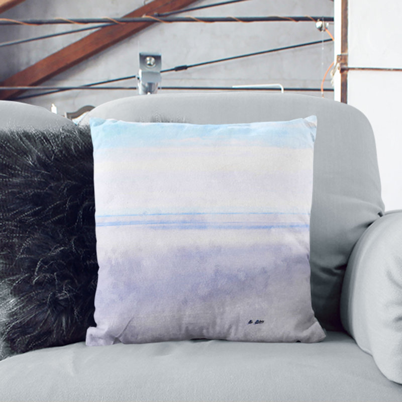 Abstract Square Cushion, 55cm H x 55cm W x 20cm D, Blue/Purple/Gray