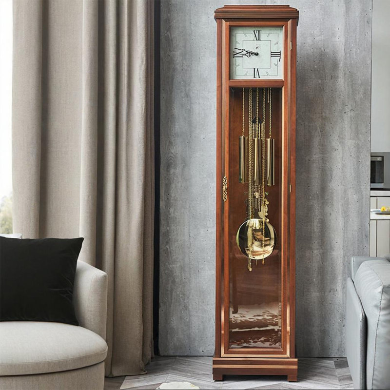 77.17"Simple and retro brown floor clock base pendulum clock