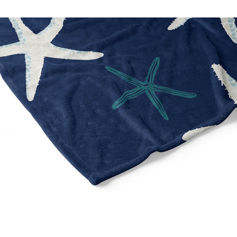 Couverture en velours de polaire Starfish, Marine, L 60 po x l 50 po
