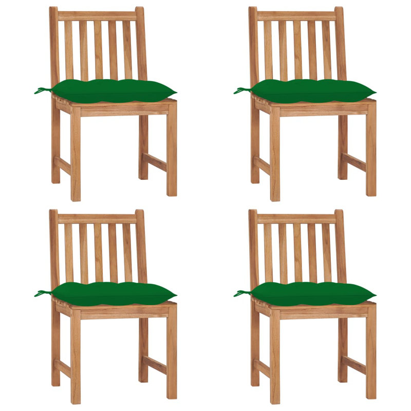 Bryantjr Teak Patio Chair with Cushions, Green
