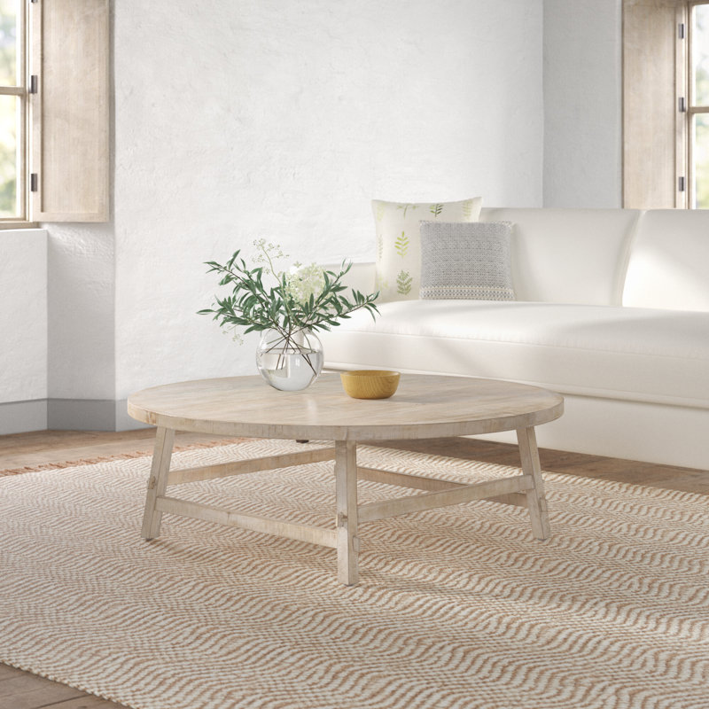 Loleta Solid Wood Single Coffee Table, 16" H x 48" L x 48" W, Beige