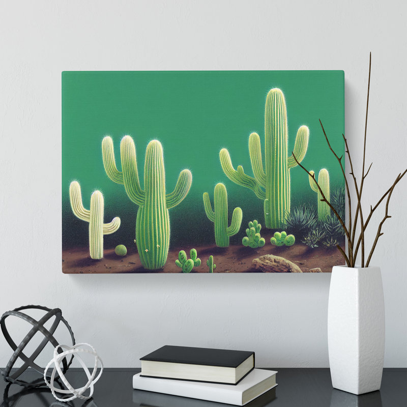Friendly Cactus - Wrapped Canvas Painting, 35cm H x 50cm W x 3cm D