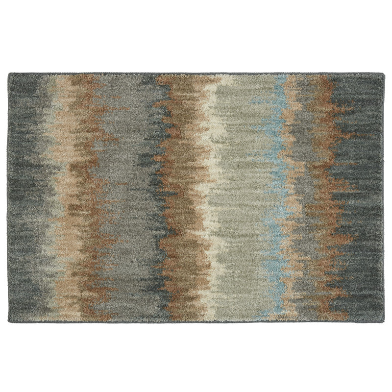 Euphoria Abyss Blue and Brown Abstract Area Rug