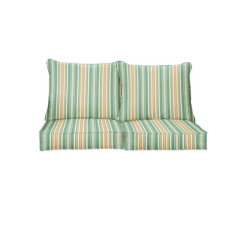 Sunbrella Outdoor Loveseat Pillow and Cushion Set, Sunbrella - Foster Metallic, 29 in W x 27 in D x 5 in H