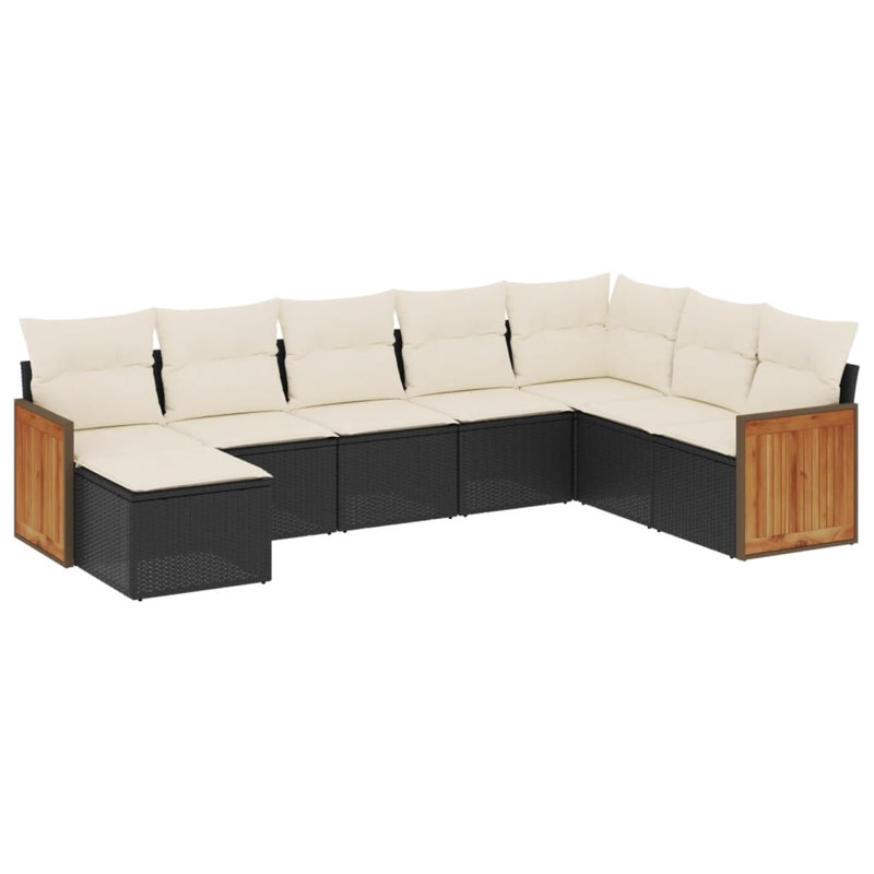 Ensemble de canapé de jardin Vidaxl noir, blanc crème