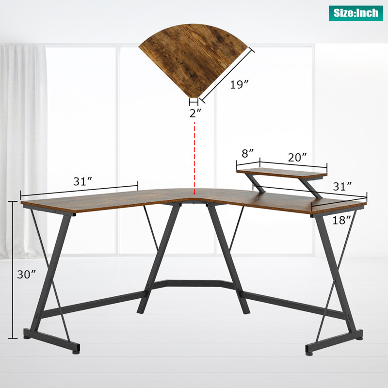 Winside L-Shaped Metal Base Computer Desk
