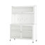 Armoire de cuisine, armoire de rangement haute avec portes en verre et tablettes réglables, armoire de cuisine, salon, salle à manger, blanc