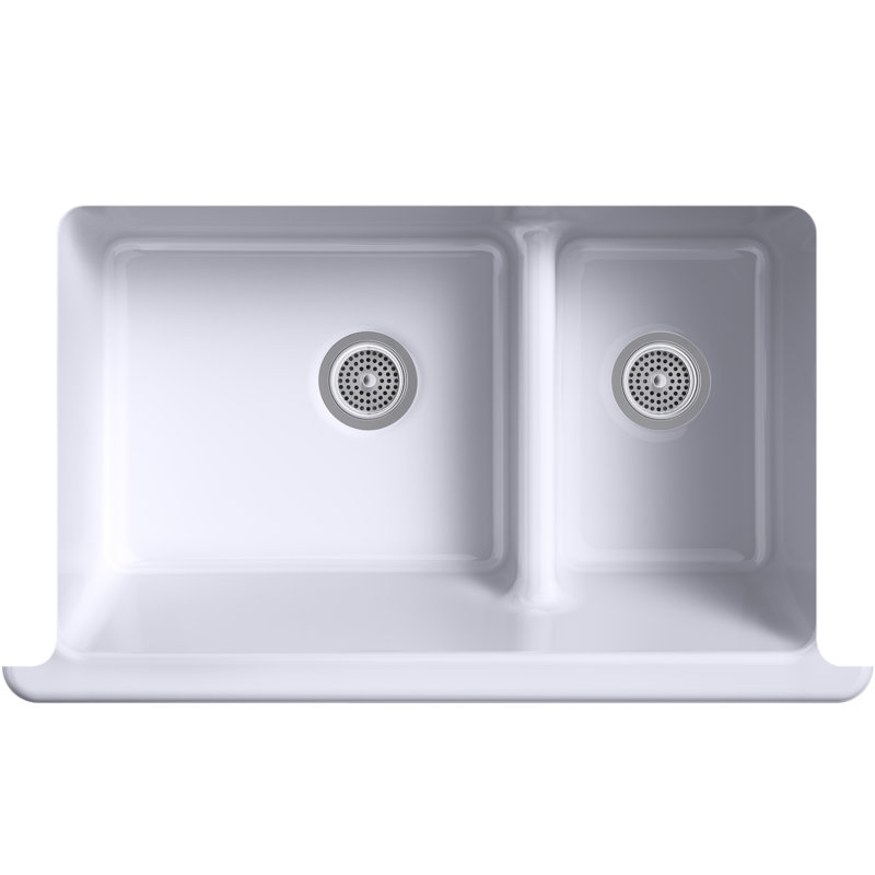 Whitehaven 36" L x 22" W Double Basin Farmhouse/Apron Kitchen Sink, Gray Lavender