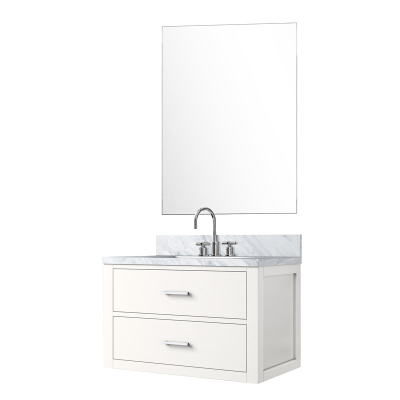 Meuble-lavabo blanc 30 po X P 22 po, comptoir en marbre, robinet, miroir simple 28 po 30 po x 22 po, marbre
