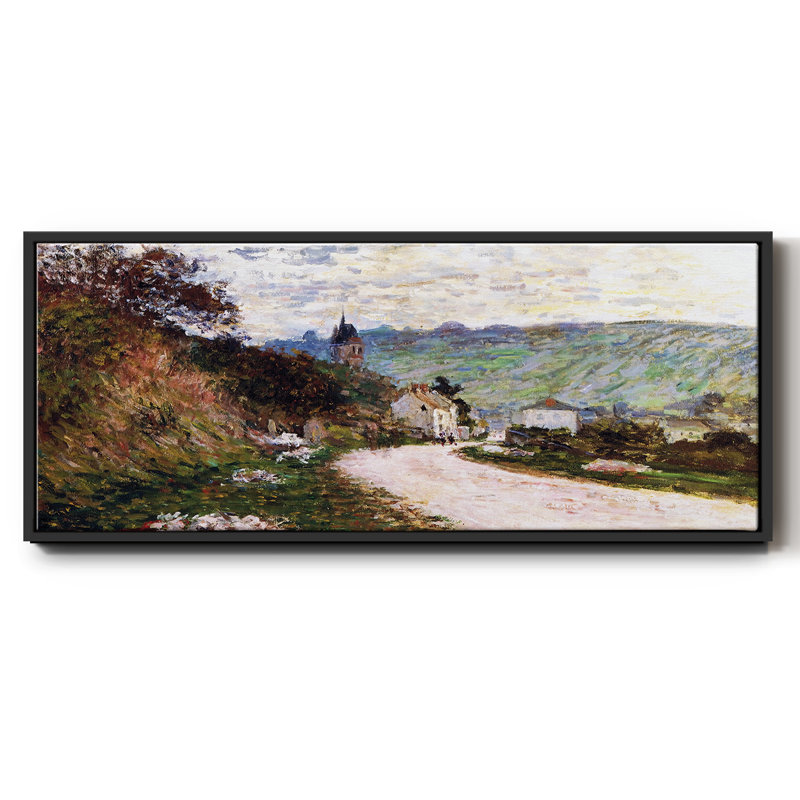 The Road at Vetheuil, 1878- Framed Canvas, 8" H x 20" W