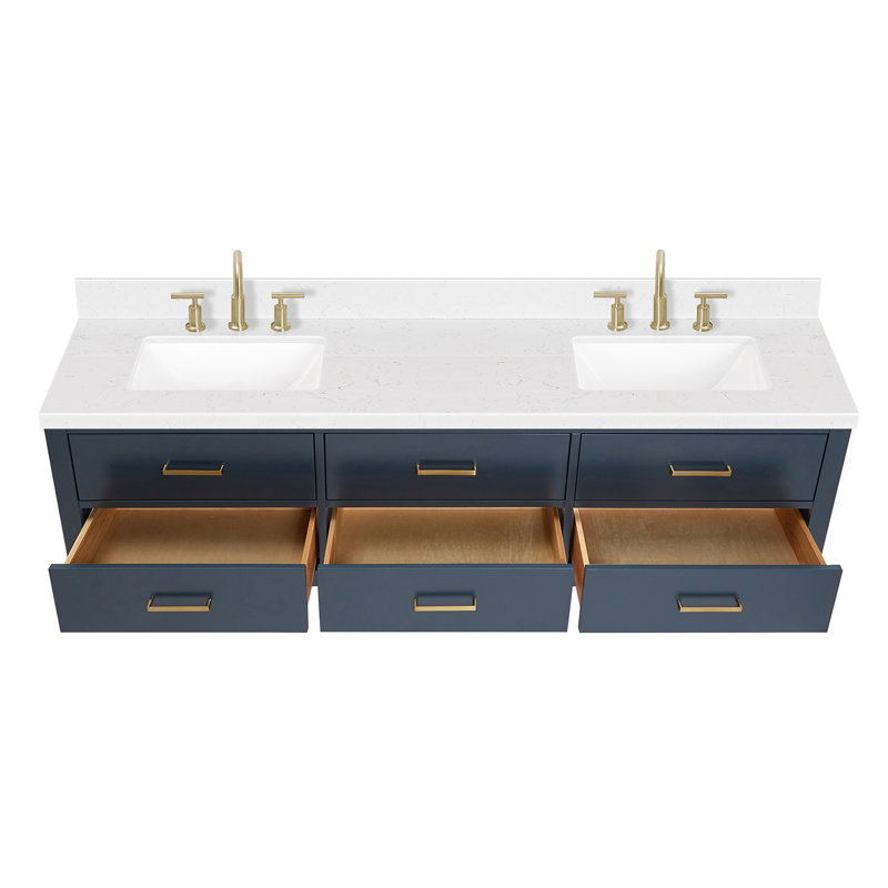 Macolm 72.25'' W Double Vanity, Midnight Blue, Satin Brass, 72"