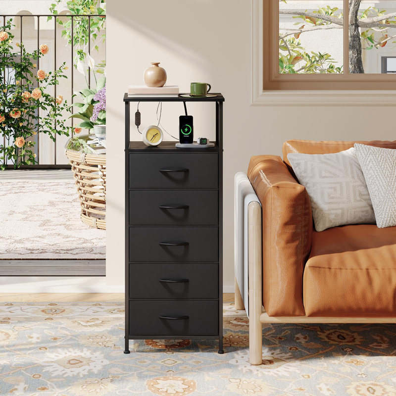 5 Drawer Storage Drawer, Black