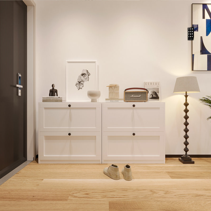 Shoe Storage Cabinet with 2 Flip Drawers, Freestanding Shoe Cabinet with Adjustable Shelf, for Entryway, Hallway, Living Room(Set of 2)