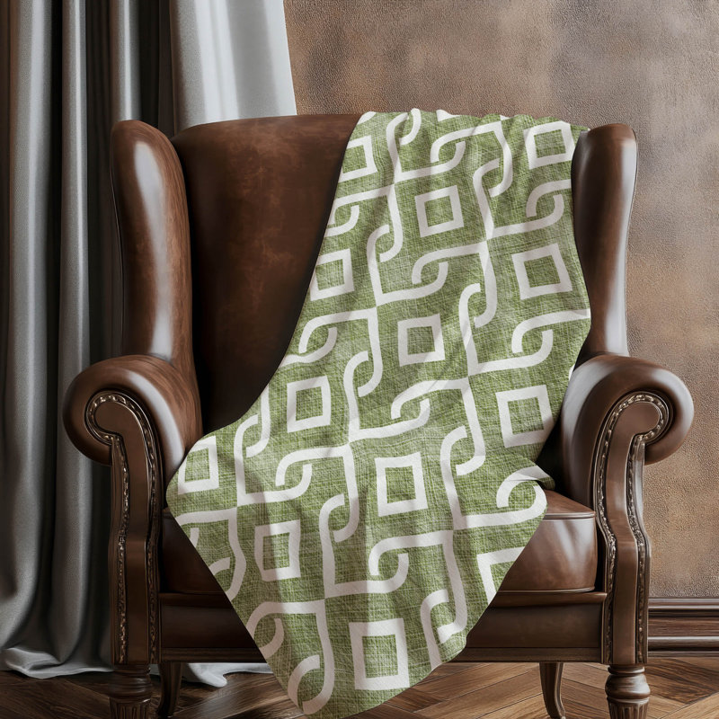 Jeté géométrique Addison Sherpa ASB621, Olive
