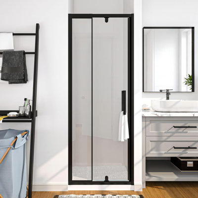 Porte de douche pivotante semi-sans cadre avec verre trempé de 1/4 po de l 28 à 32 po x H 72 po