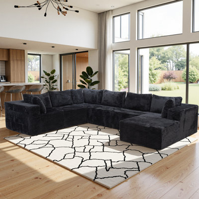 Canapé modulaire en U de 126 po pour 5 personnes en velours côtelé Koli Koli