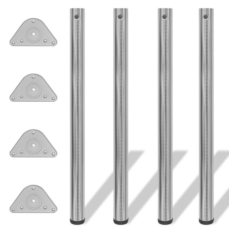 Table Leg, 28.3in H x 2.4in W x 2.4in D, Brushed Nickel